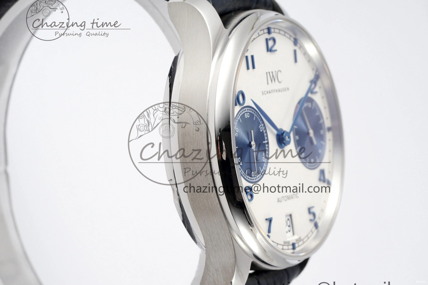 MIROTIME 0413 ZeroBulk Portuguese Real PR IW500715 SS AZF 1:1 Best Edition White Blue Dial on Blue Leather Strap A 7034
